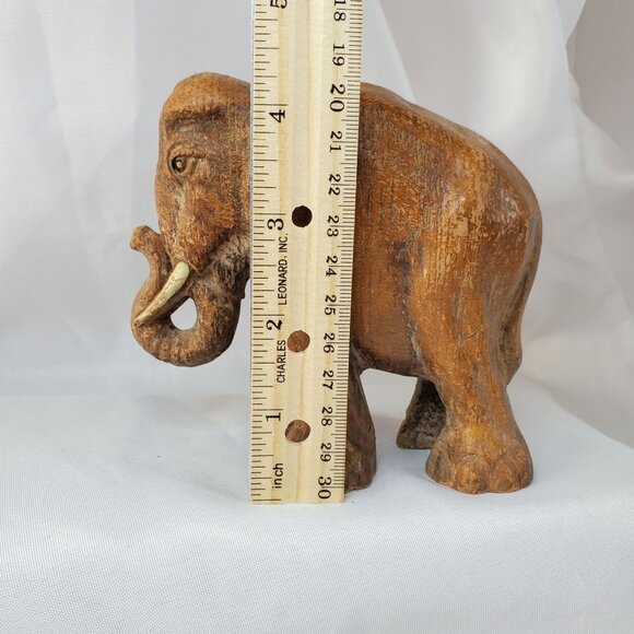 Vintage 1940-1950 Hand Carved Sirocco Wood Composite Elephant Family Figurines - Picture 7 of 16